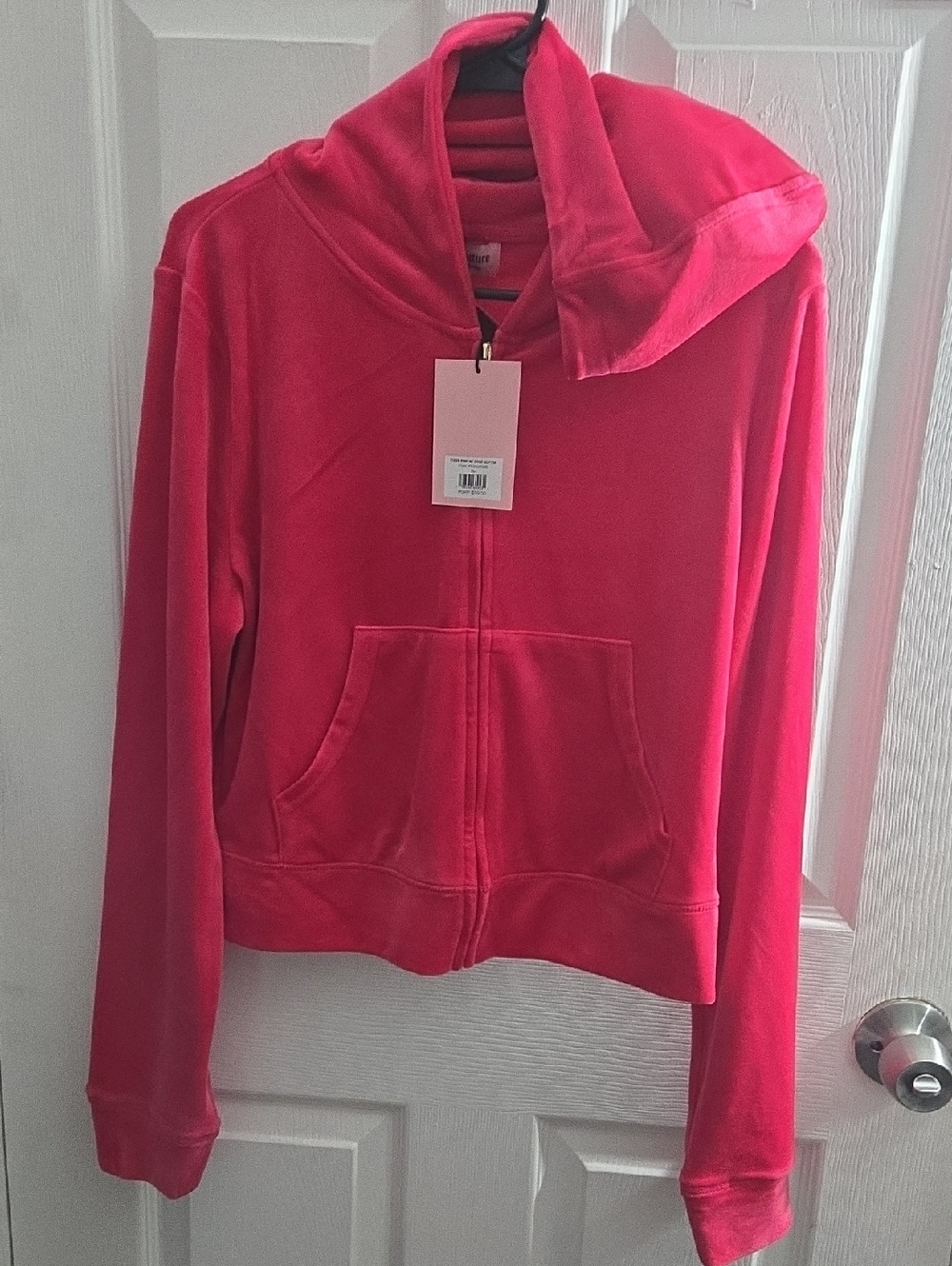 Juicy Couture Hot Pink Velour Zip-Up Hoodie